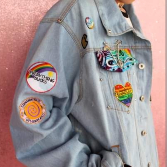 SOLD! LGBT illuminati denim custom jacket! Drops April 6th - Picture 9 of 16